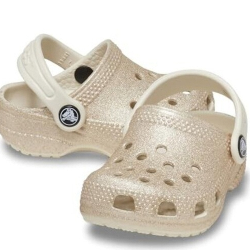 CROCS Toddler Champagne Glitter Sandals in Gold